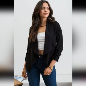 3/4 Rouched Sleeve Blazer